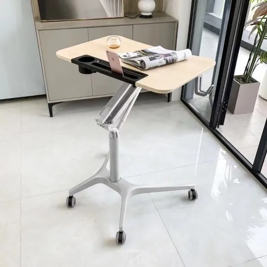 Pneumatic Lifting Standing Laptop Bed Desk Movable Computer Lecture Height Adjustable Table