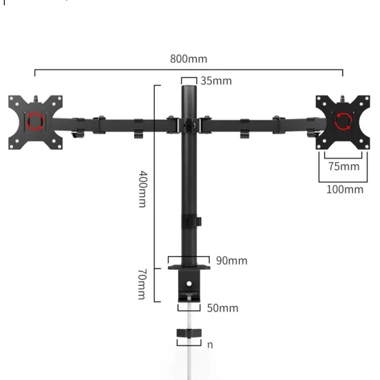 Desk Height Adjustable Monitor Stand Mount with Double