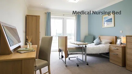 Hospital Style Height Adjustable Bed Overbed Bedside Stand Wheels Portable Dining Desk Laptop Tray Table