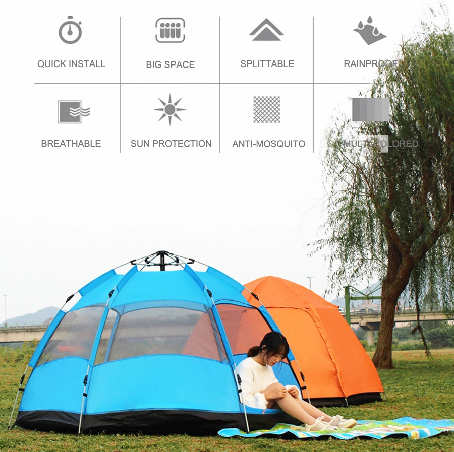 Outdoor Camping Double-Decker Large Hexagon Tent