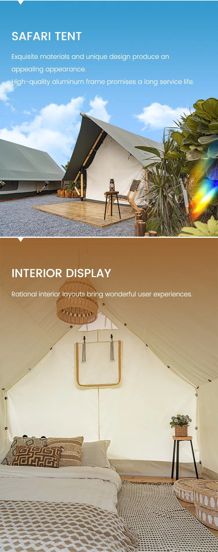 Outdoor Galmping Hotel Tent Eco Living Resort Safari Tent with Bathroom