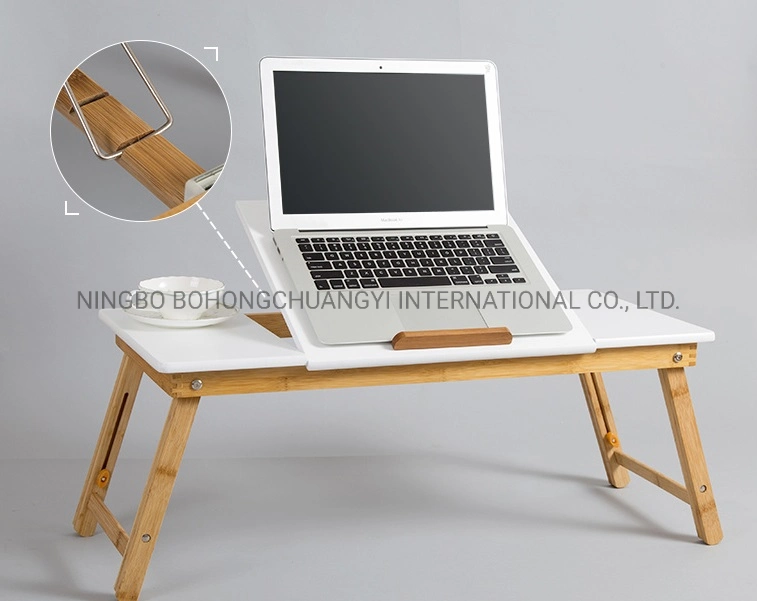 iPad/Laptop Wooden Portable Folding Desk Multifunction Retractable Table on Bed