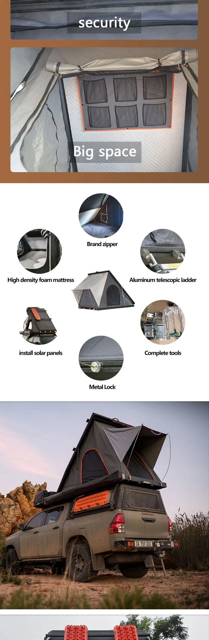 Wholesale Supplier Canvas Hardshell Aluminum Rooftop Tent