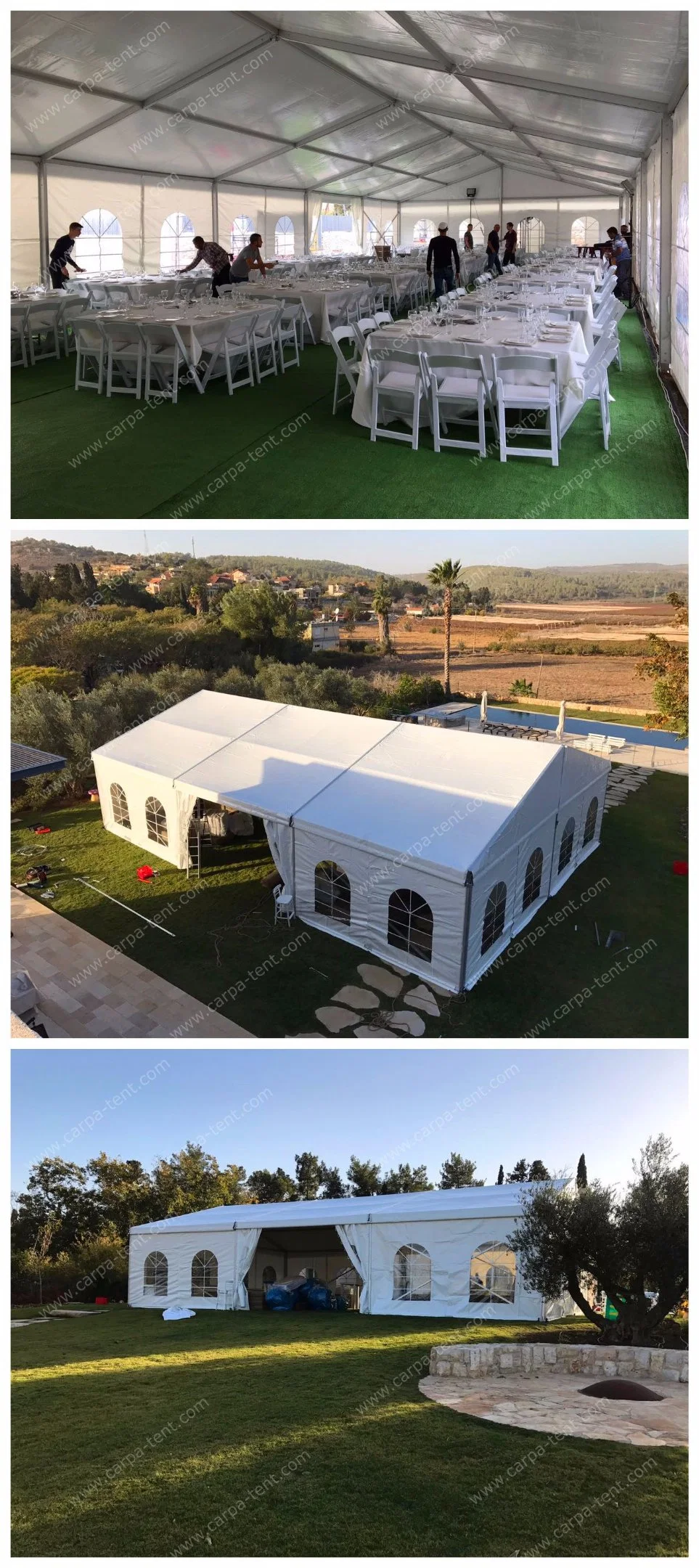 20mx30m Beautiful and Luxury White Canvas Large Wedding Party Tents with Silk Tent Linings in Guangzhou