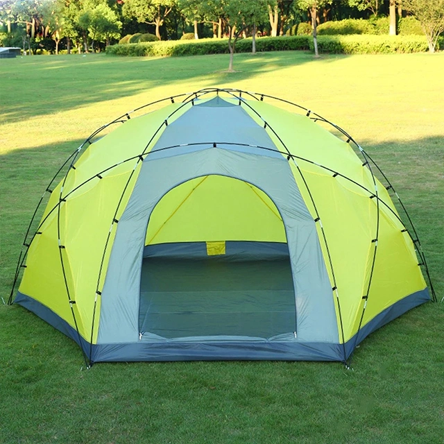 Double Layer &amp; Double Door Hexagon Automatic 3-4 Person Outdoor Camping Tent