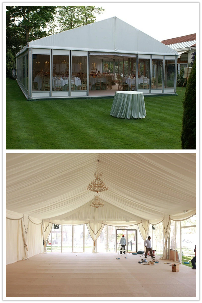 Premium Outdoor Clear Glass Wall VIP Marquee Big Event Tent with Integrated Cassette Floor for Merchandising