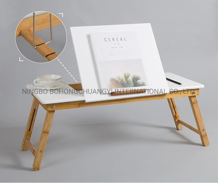 iPad/Laptop Wooden Portable Folding Desk Multifunction Retractable Table on Bed