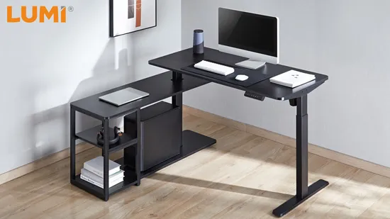 China Modern Sit Stand up Office L Shaped Height Adjustable Electric Study Laptop Table 
