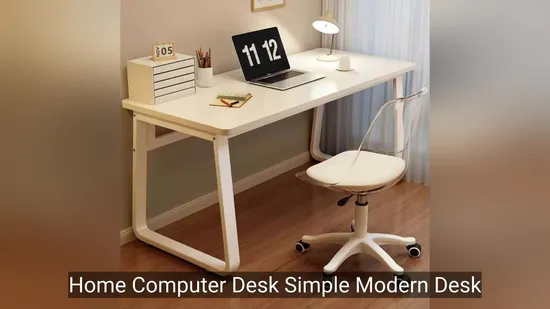 Home Computer Desk Simple Modern Desk Simple Desk White Desktop MDF Black Desktop White Metal Frame Load